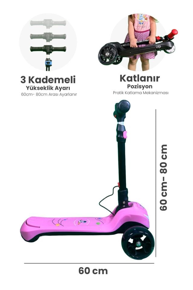 Elektirikli Çocuk Scooter (pembe)