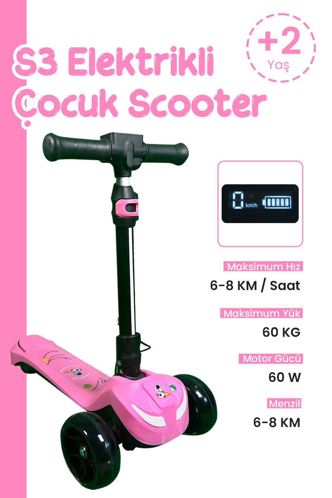 Elektirikli Çocuk Scooter (pembe)