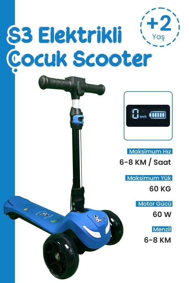 Elektirikli Çocuk Scooter (mavi)