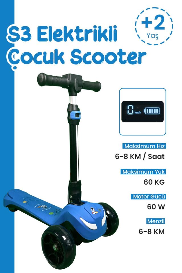 Elektron Kids S3 Elektirikli Çocuk Scooter (Mavi)