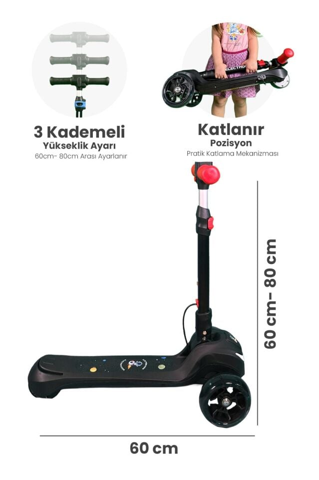 Elektirikli Çocuk Scooter (siyah)