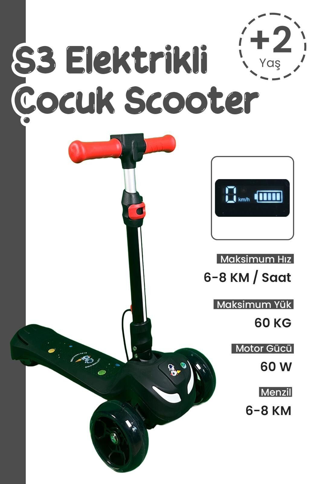 Elektirikli Çocuk Scooter (siyah)